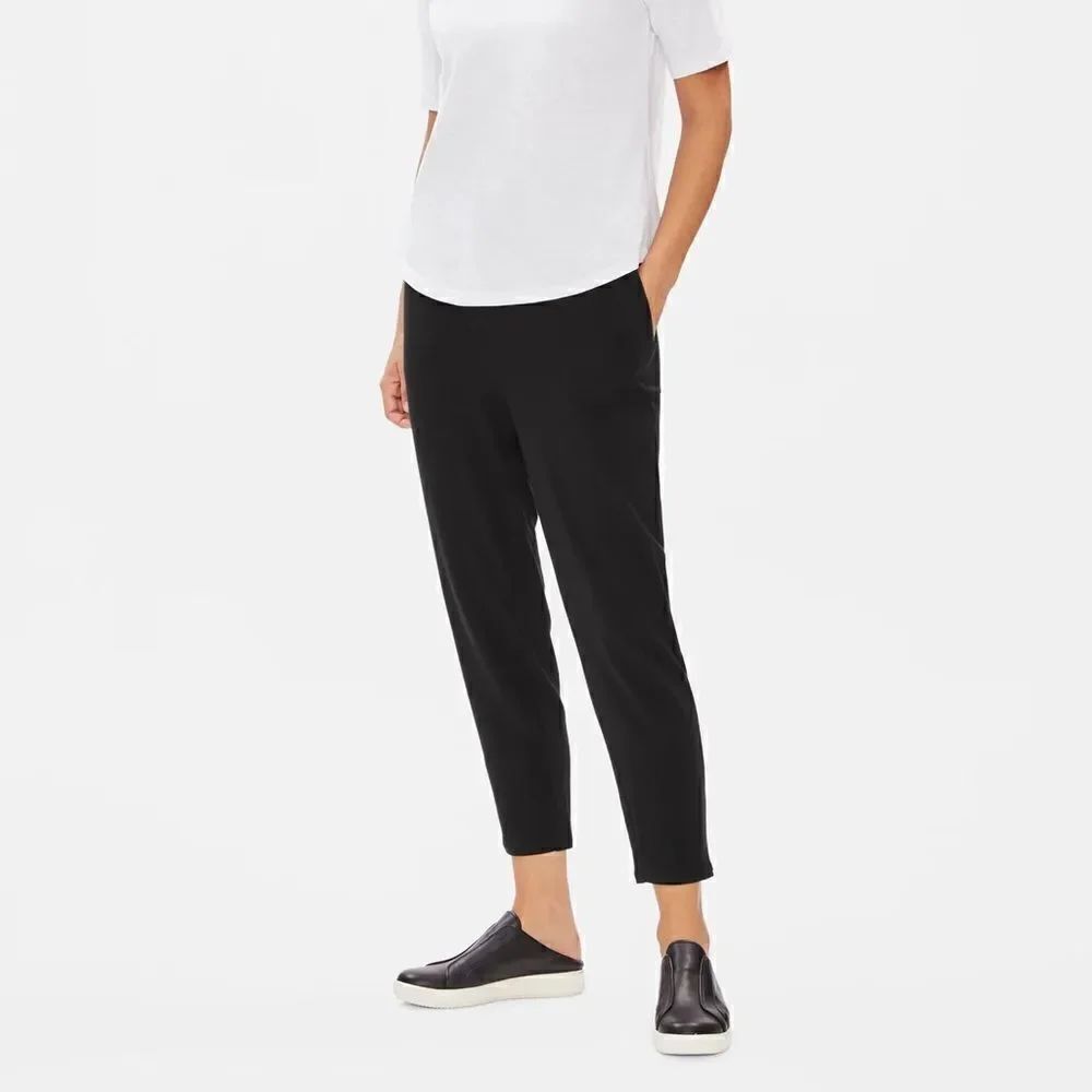 Eileen Fisher Tencel Terry Stretch Slouchy Ankle Pant - Black